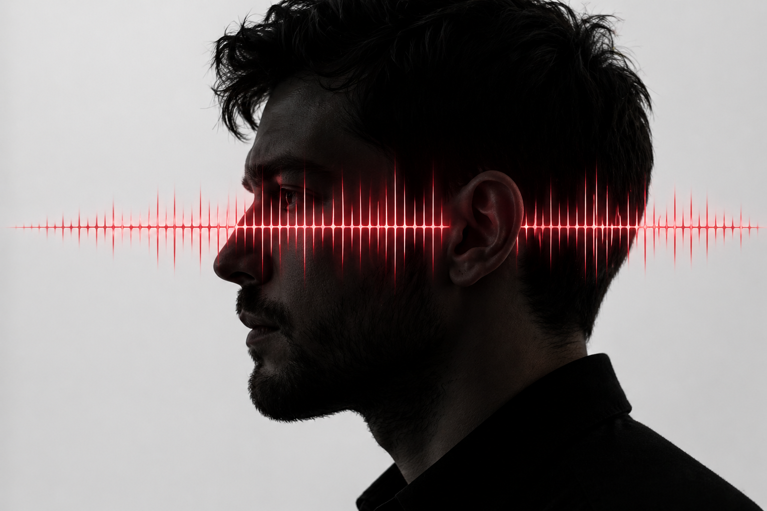 Side profile with red waveform — your culture is sending signals
